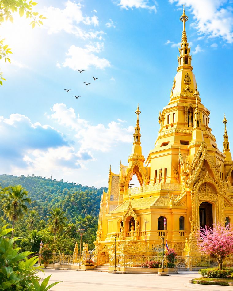 พระธาตุตะโกลา วัดคงคาภิมุข เจดีย์ทรงเหลี่ยมสีทอง